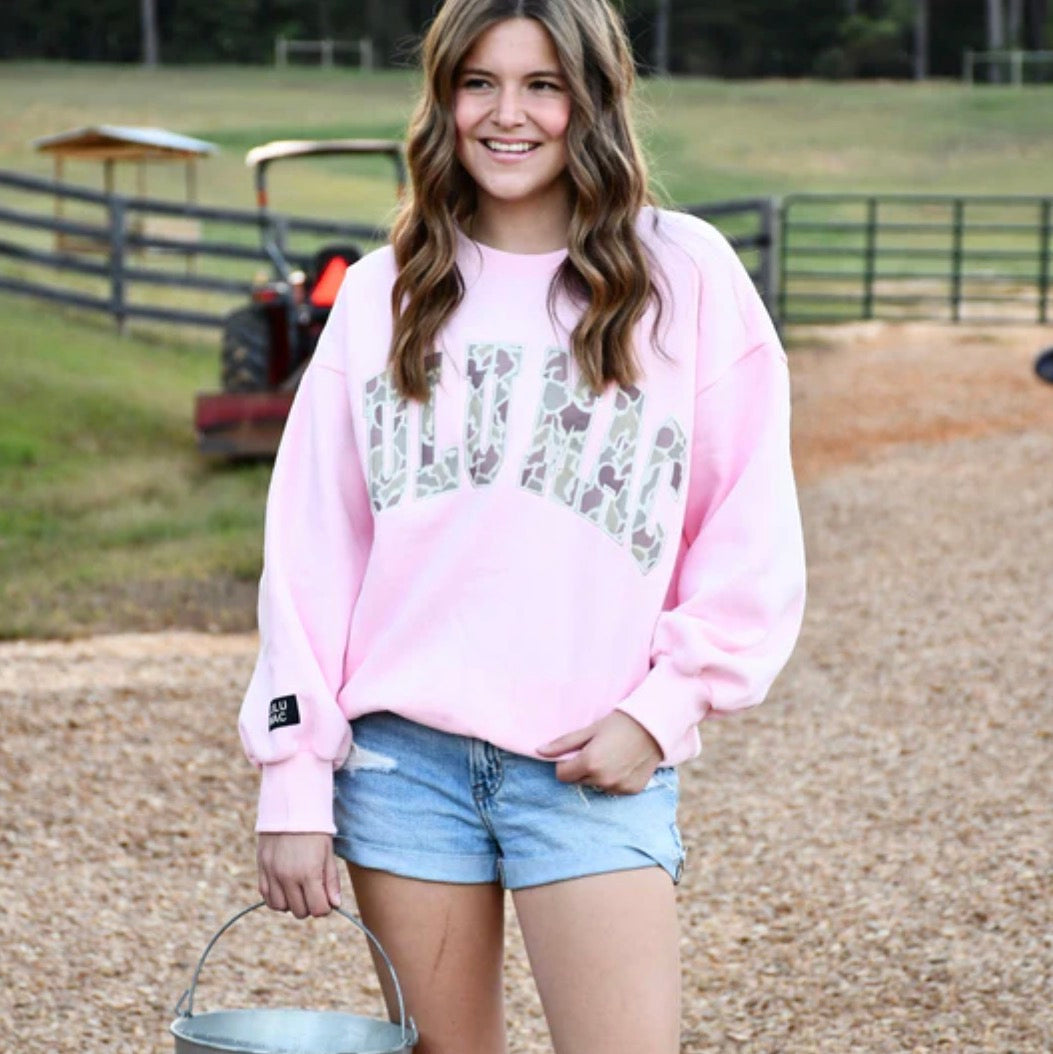 CAMO-9571 Light Pink Camo Sweatshirt