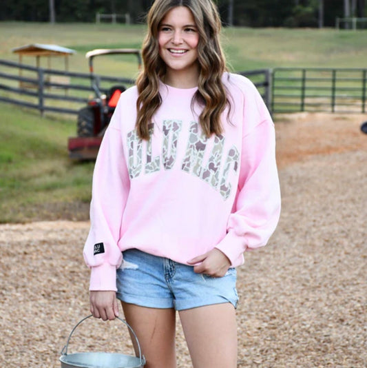 CAMO-9571 Light Pink Camo Sweatshirt