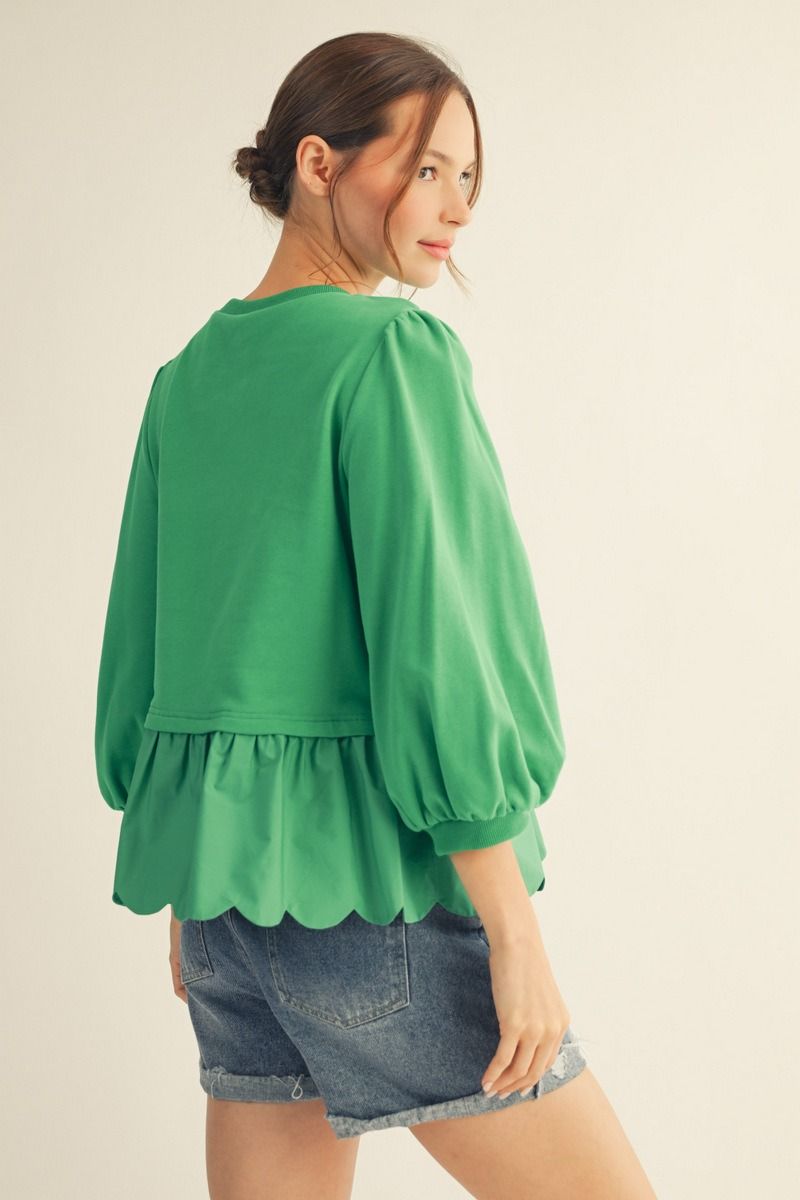 M50243 3/4 Sleeve Peplum Top