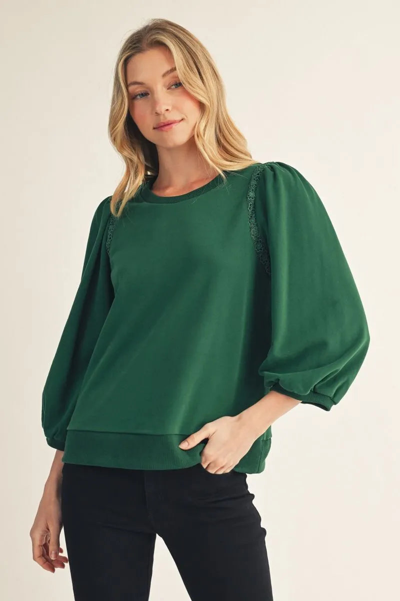 M51239 3/4 Sleeve Solid Top