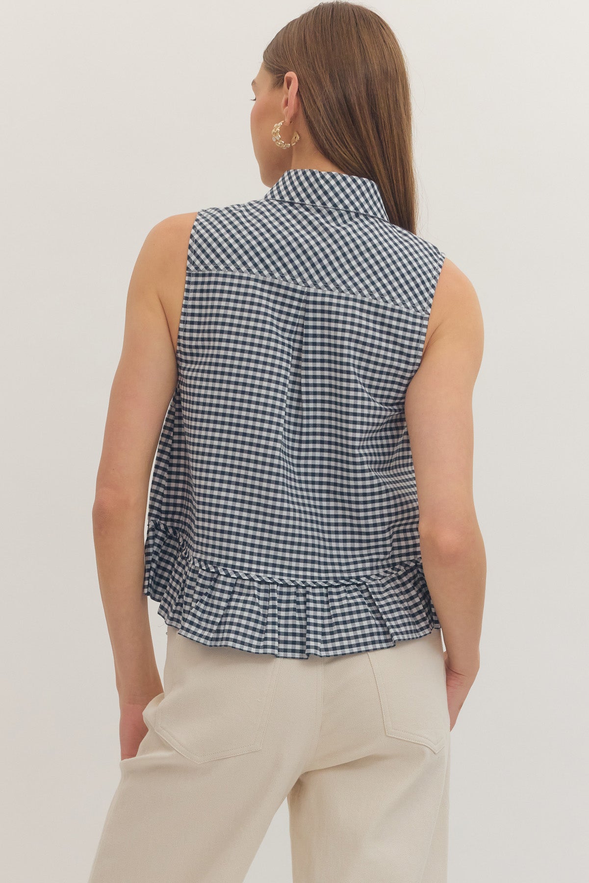 T31773 Gingham Sleeveless Top