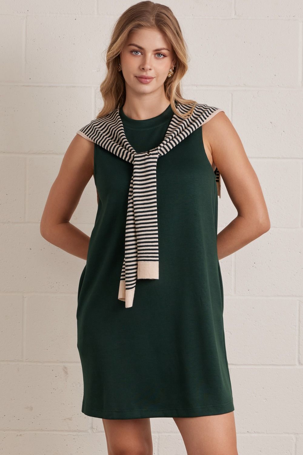 D30169 Solid Sleeveless Mini Dress