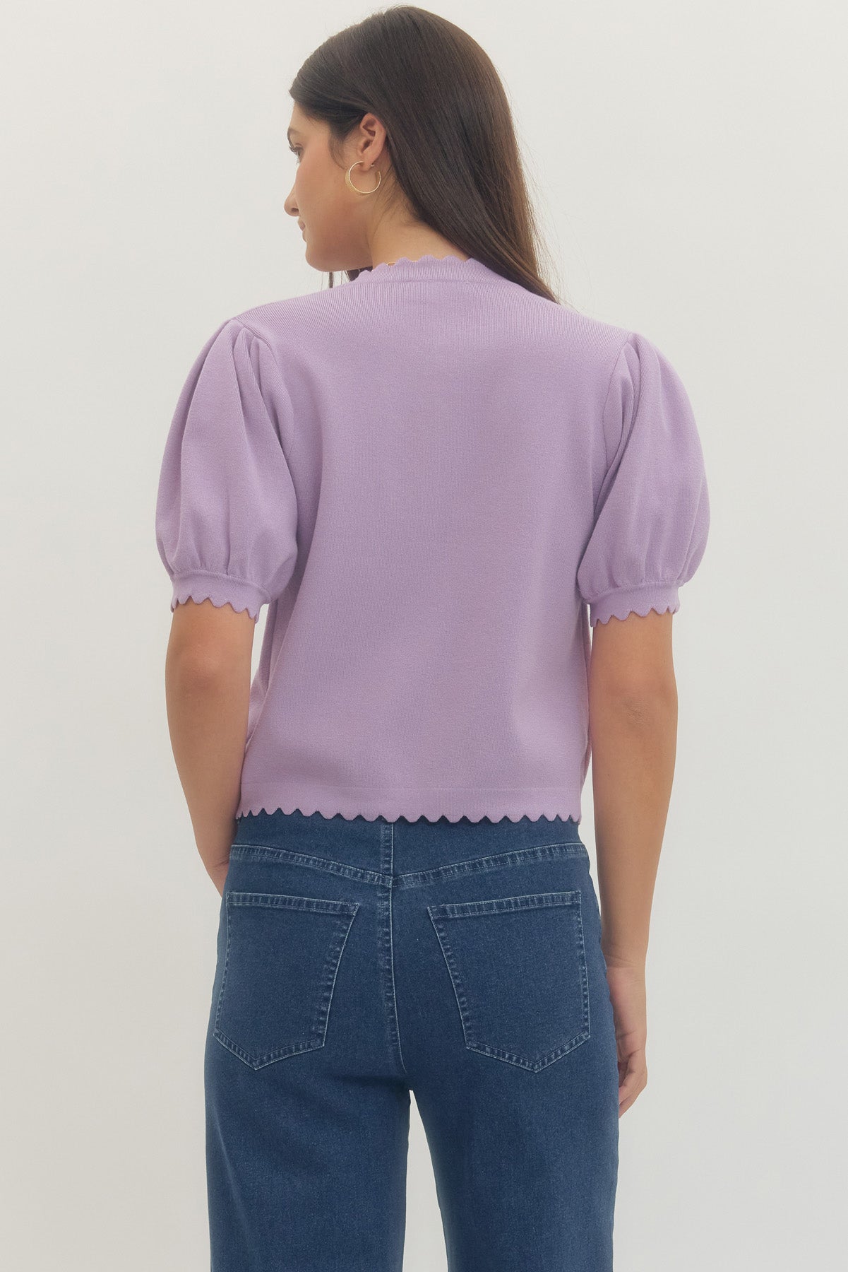 T29371 Solid Button Closure Top