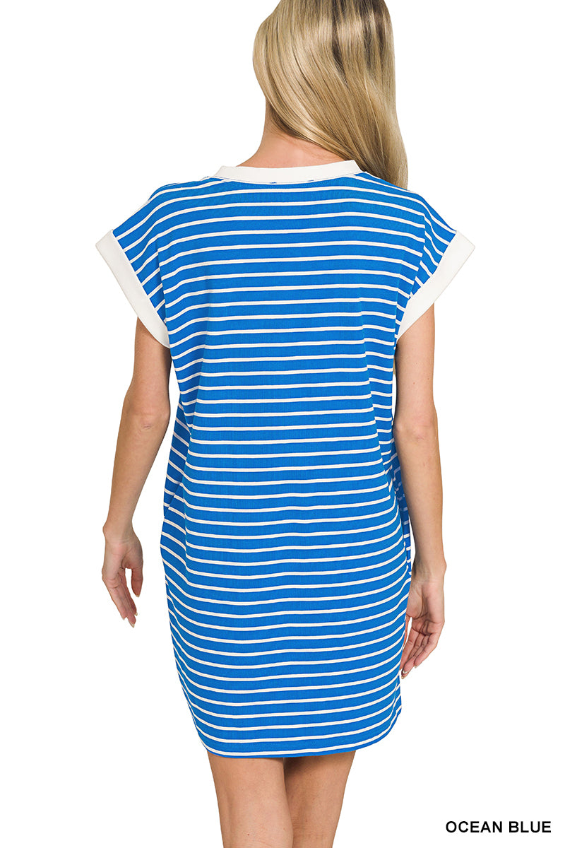CD-3554Y Striped T-Shirt Dress