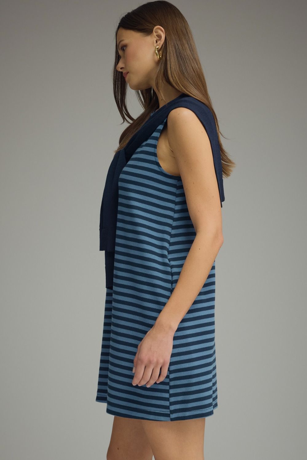 D32703 Sweater Overlay Detail Mini Dress
