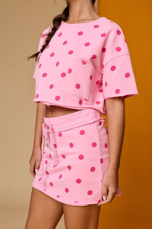 PX19692 Polka Dot Crop Top and Skort Set