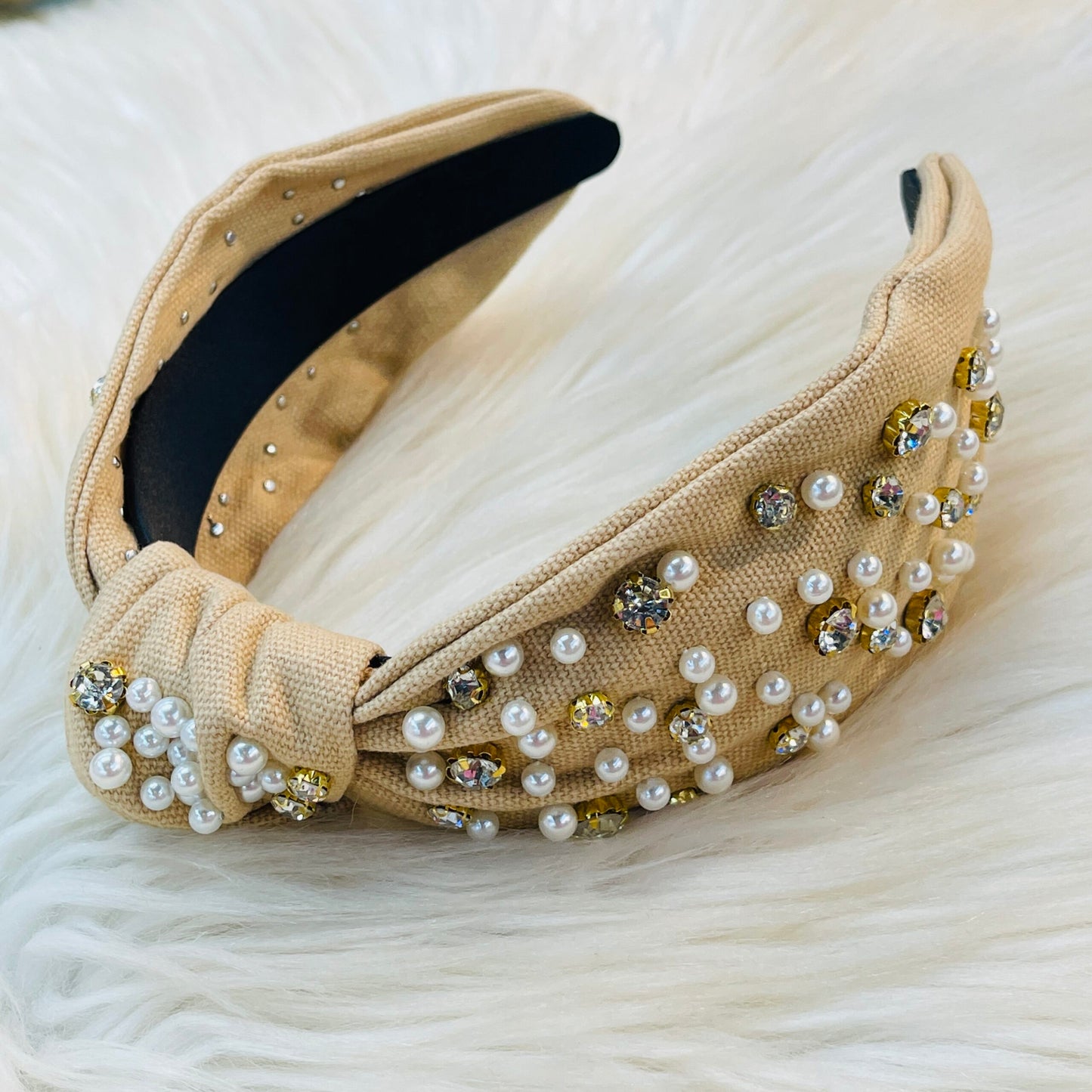 Knotted Pearl Stone Headband