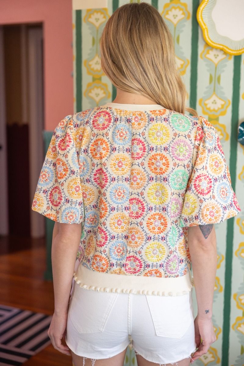 36712 Floral Medallion Printed Top