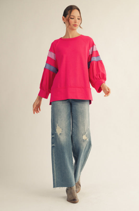 R42058 3/4 Raglan Sleeve Casual Top