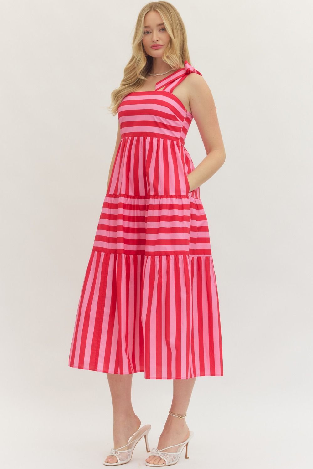 D30314 Striped Midi Dress