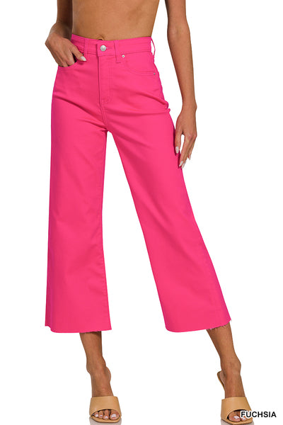 DOP1617A High Rise Flare Cropped Colored Pants