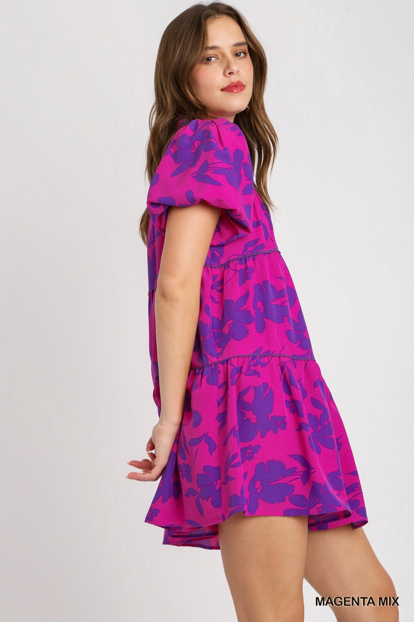R0899 Tiered Floral Print Dress