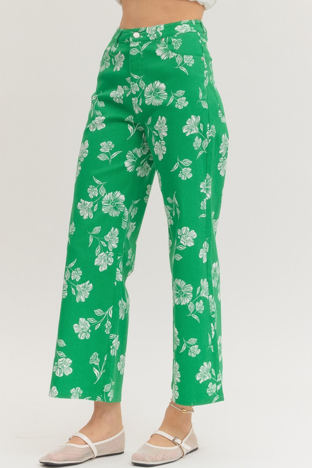 P31744 Floral Print Wide Leg Pants