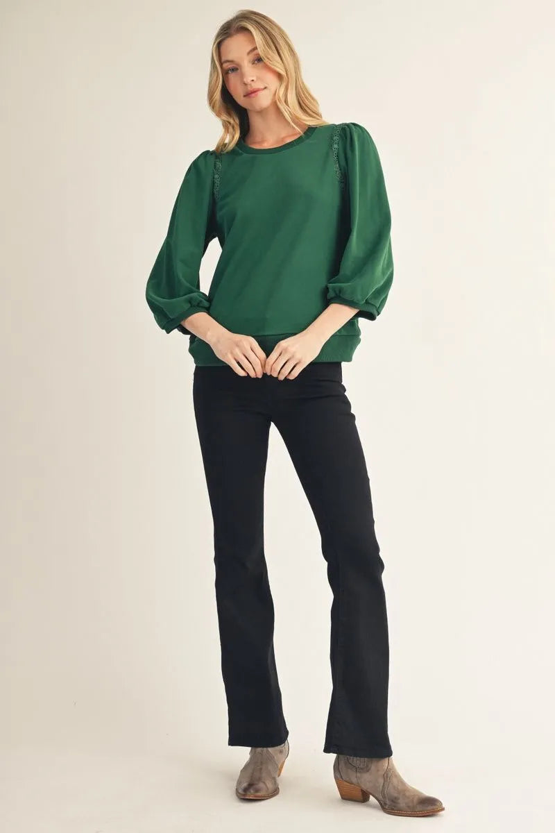 M51239 3/4 Sleeve Solid Top
