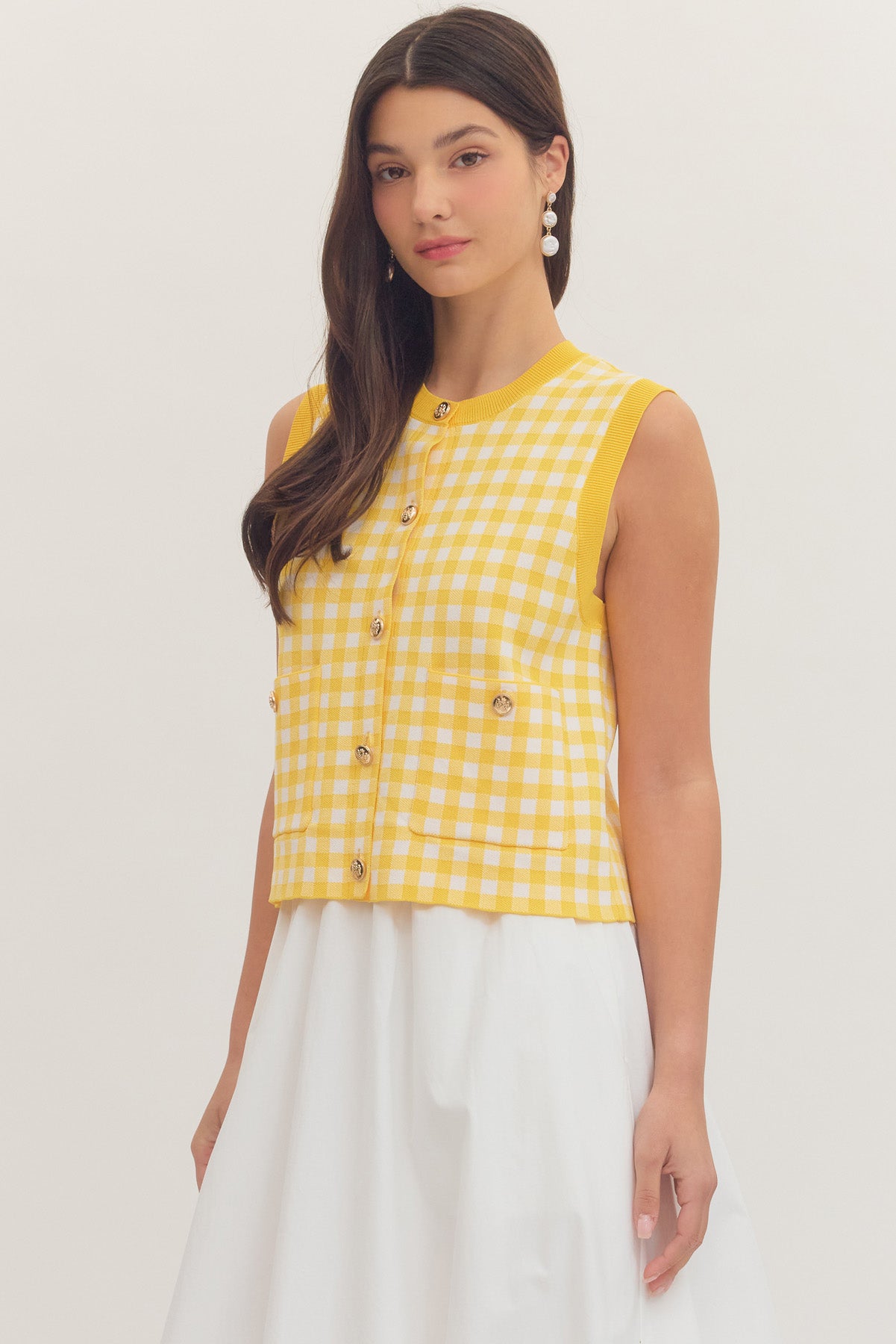 T30793 Gingham Sleeveless Top