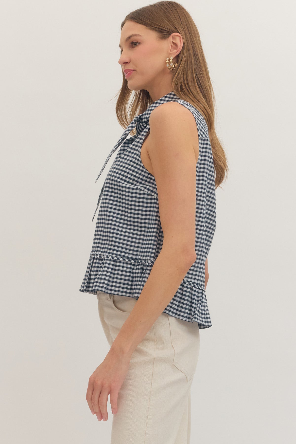 T31773 Gingham Sleeveless Top