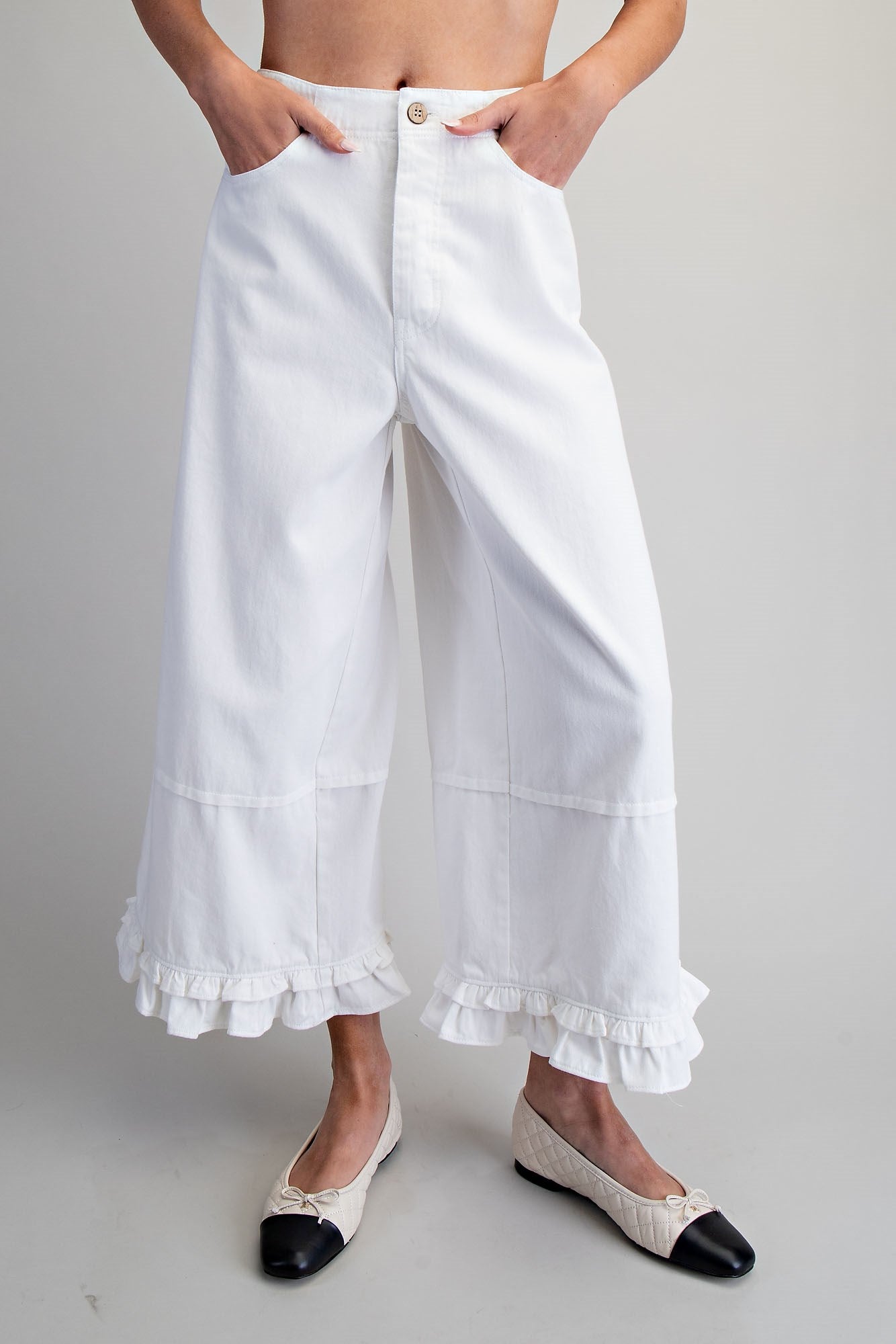 PH15714 Mineral Washed Ruffle Hem Pants