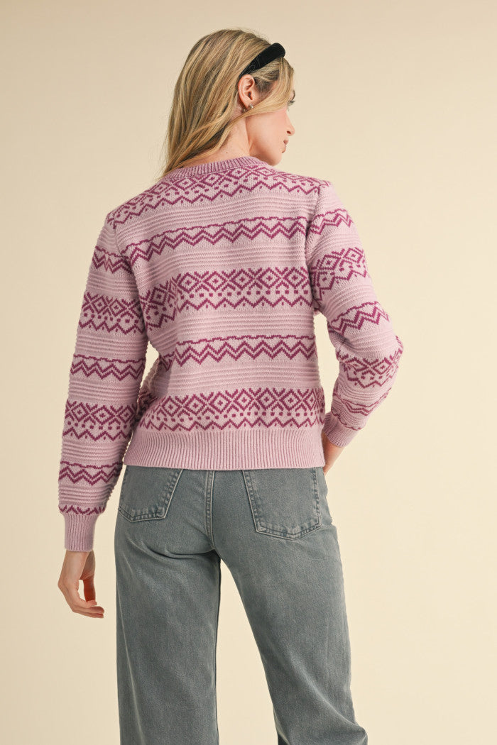 MSW10709 Geometric Striped Sweater