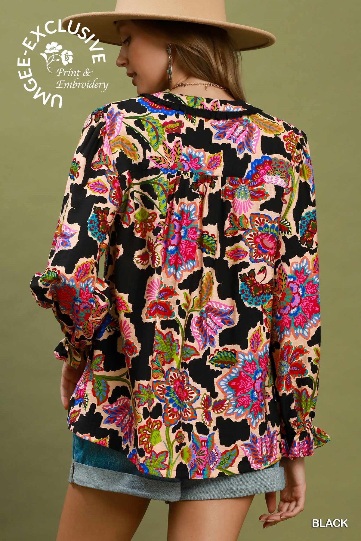 D1202 Mixed Floral Print Top