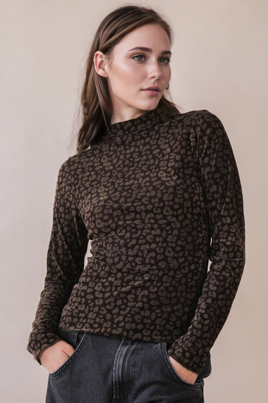 NT12375 Leopard and Stone Fitted Top