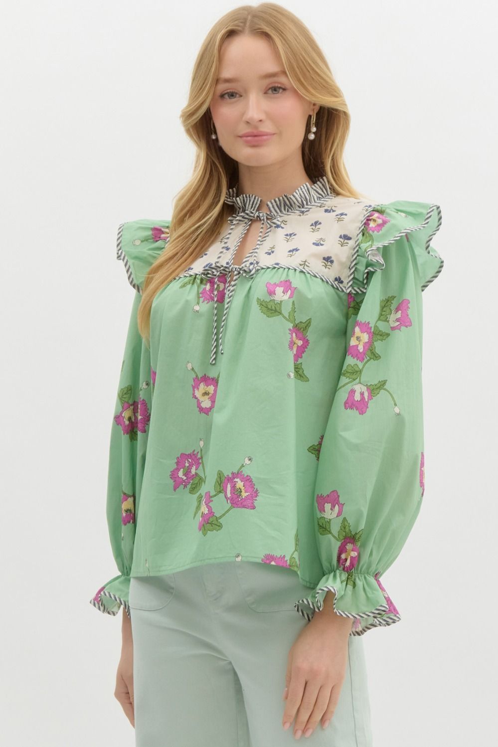 T25867 Mixed Print Top