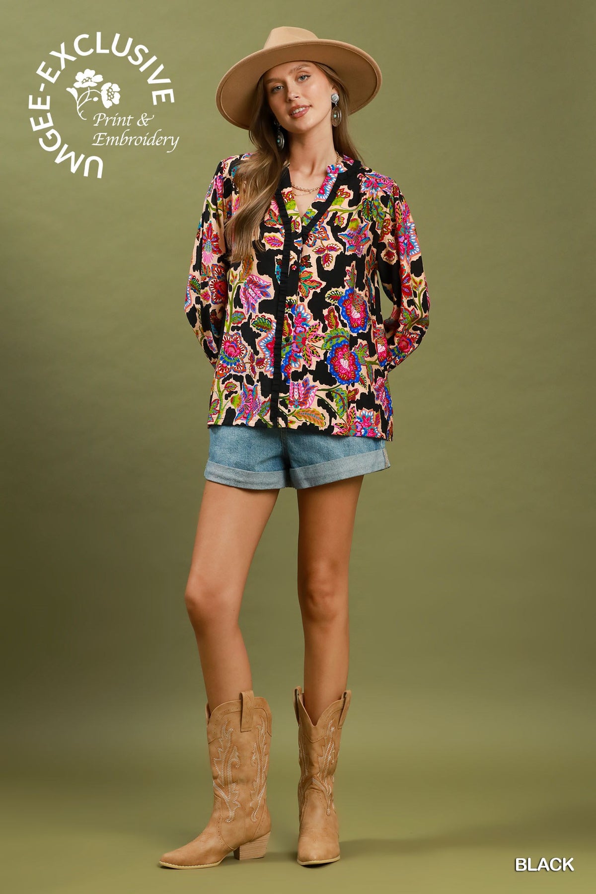 D1202 Mixed Floral Print Top