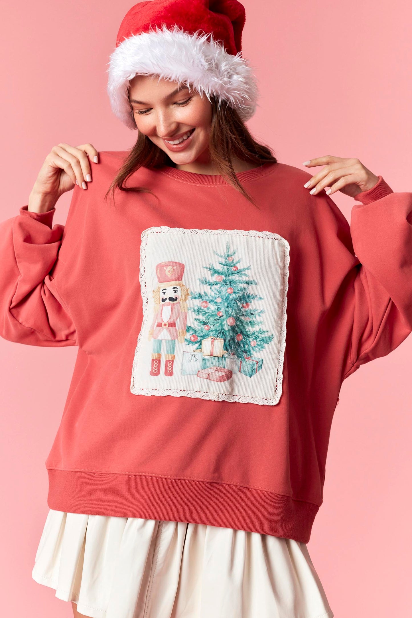 IKT300394-01 Christmas Printed Corduroy Sweatshirt