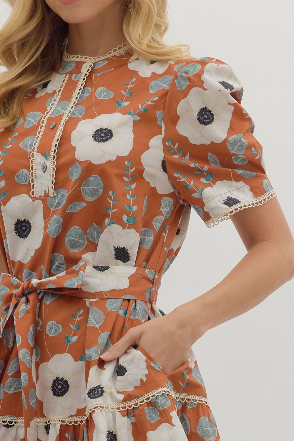 D28269 Floral Print Short Sleeve Dress