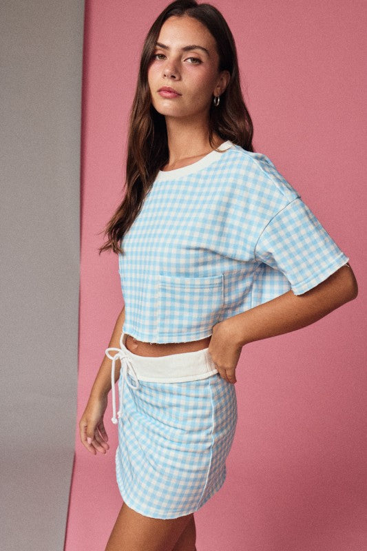 PX17902-4 Gingham Cropped Skort Set