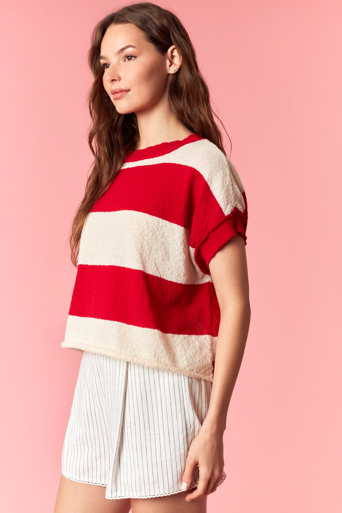 IKT201007-01 Wide Stripe Open Back Top
