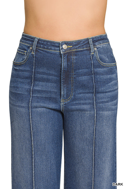 DYP-9558DDX Curvy Wide Leg Pintuck Denim Jeans