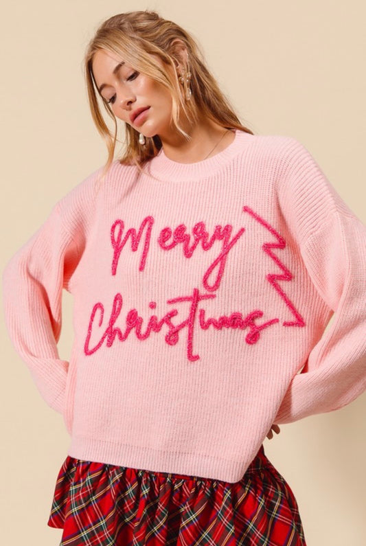 ST1779-04 Merry Christmas Tinsel Lettering Sweater