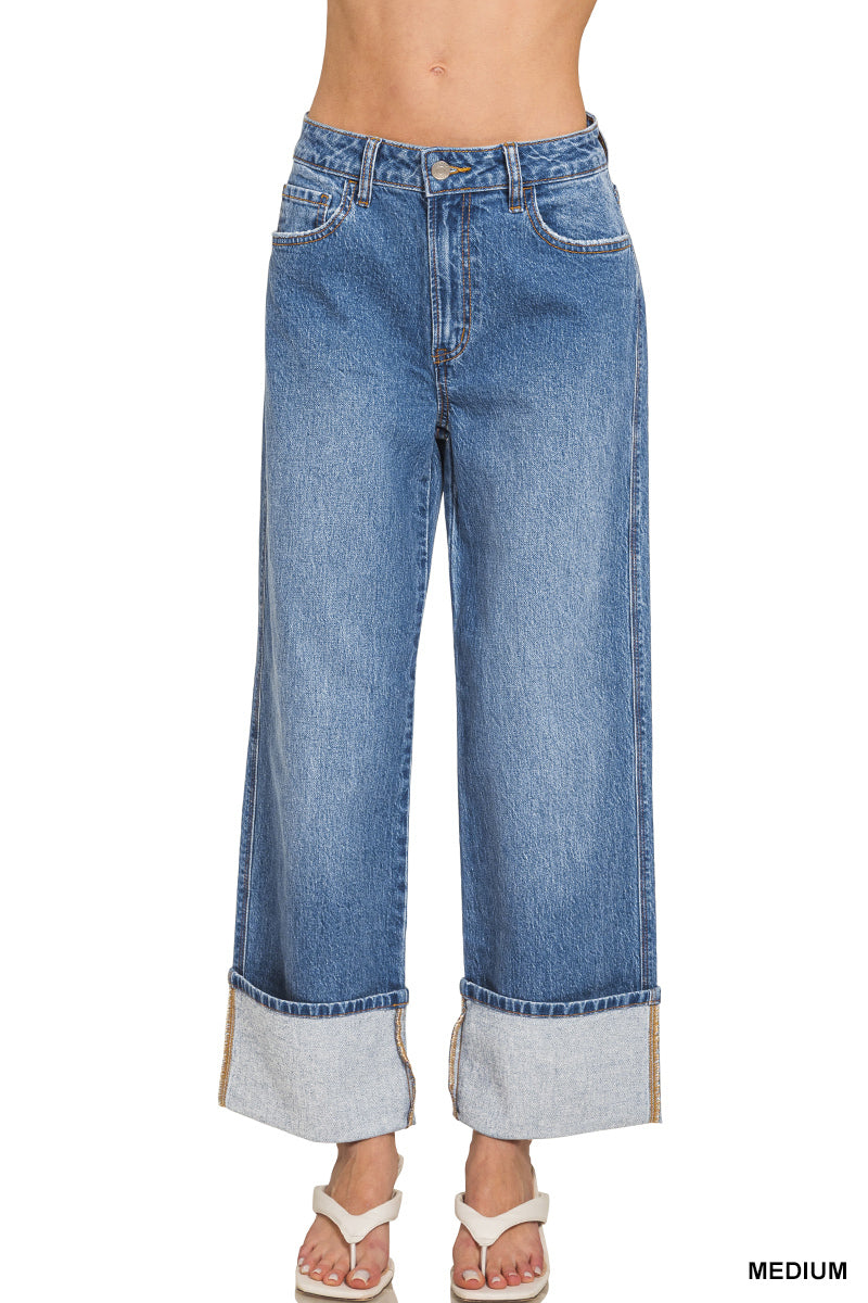 DTP-9583MM Cuffed Wide Leg Jeans