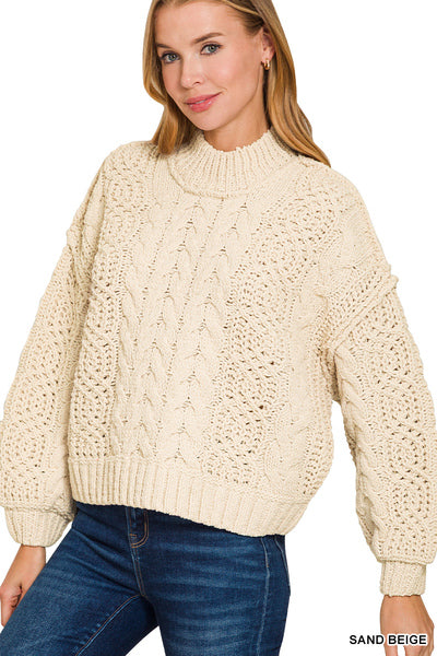 TW-2593Y Cable Knit Sweater