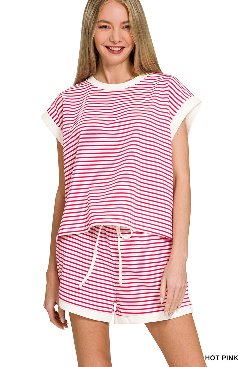 CTCP-3540Y Stripe Shorts Set