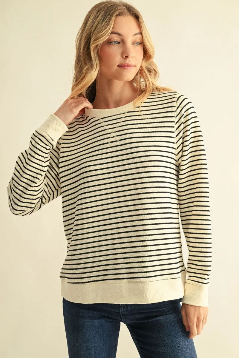 G16178 Textured Stripe Fabric Sweatshirt