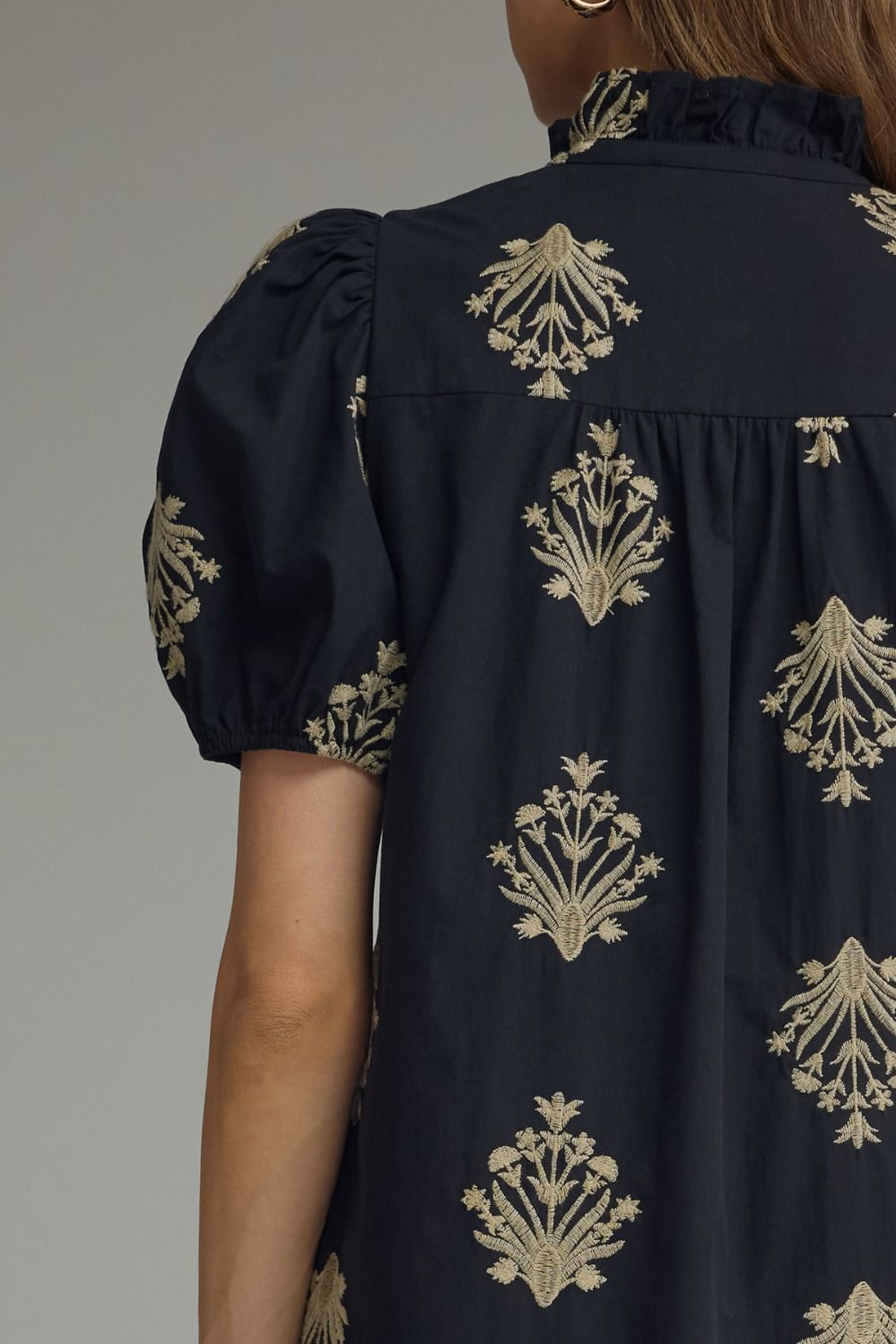 D30221 Embroidered Botanical Midi Dress