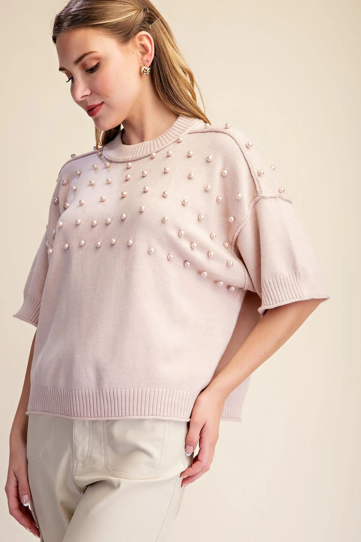 SW8233 Pearl Detail Sweater