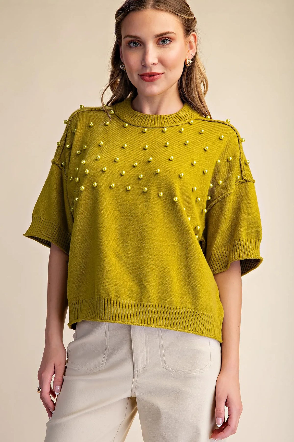 SW8233 Pearl Detail Sweater