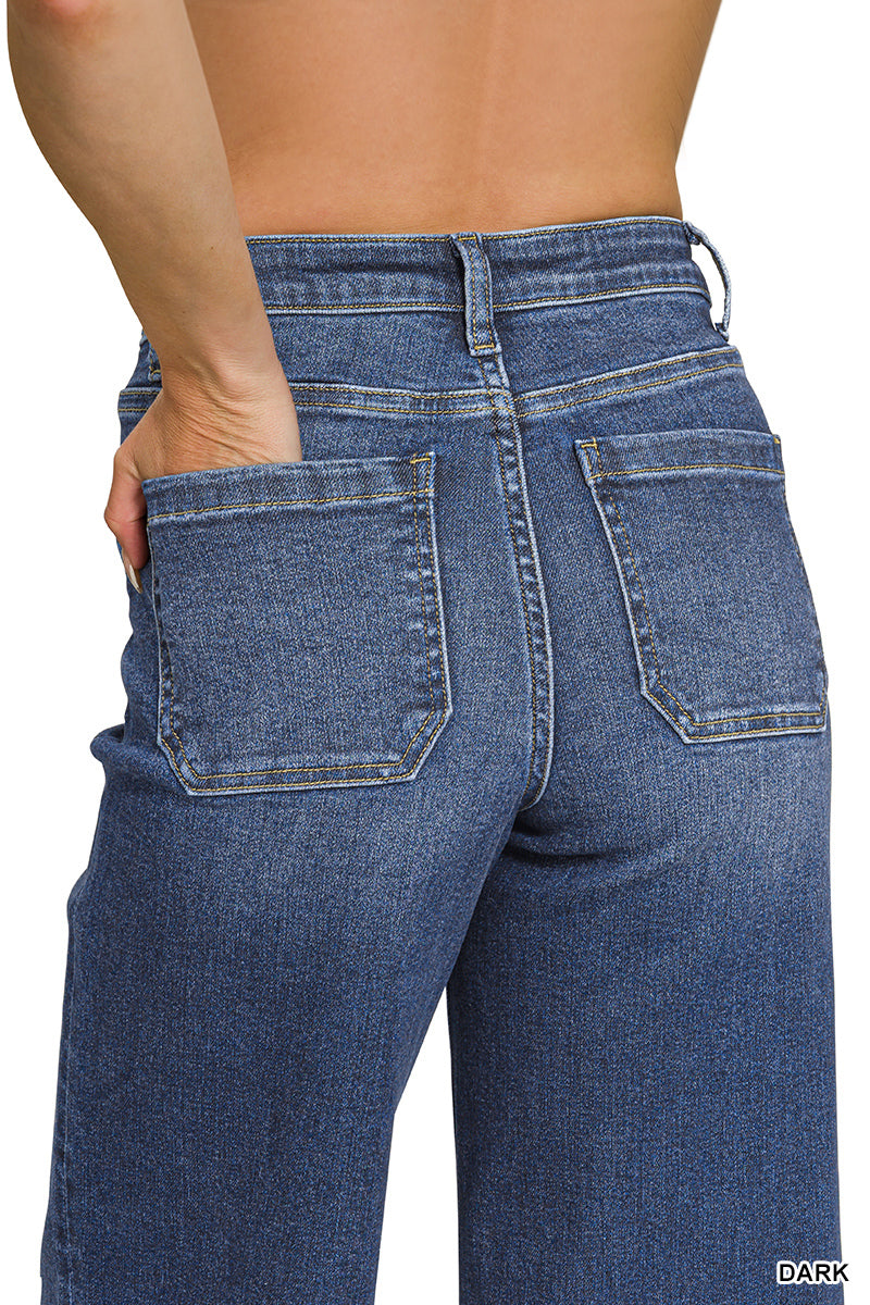 DYP-9558DD Wide Leg Pintuck Denim Jeans
