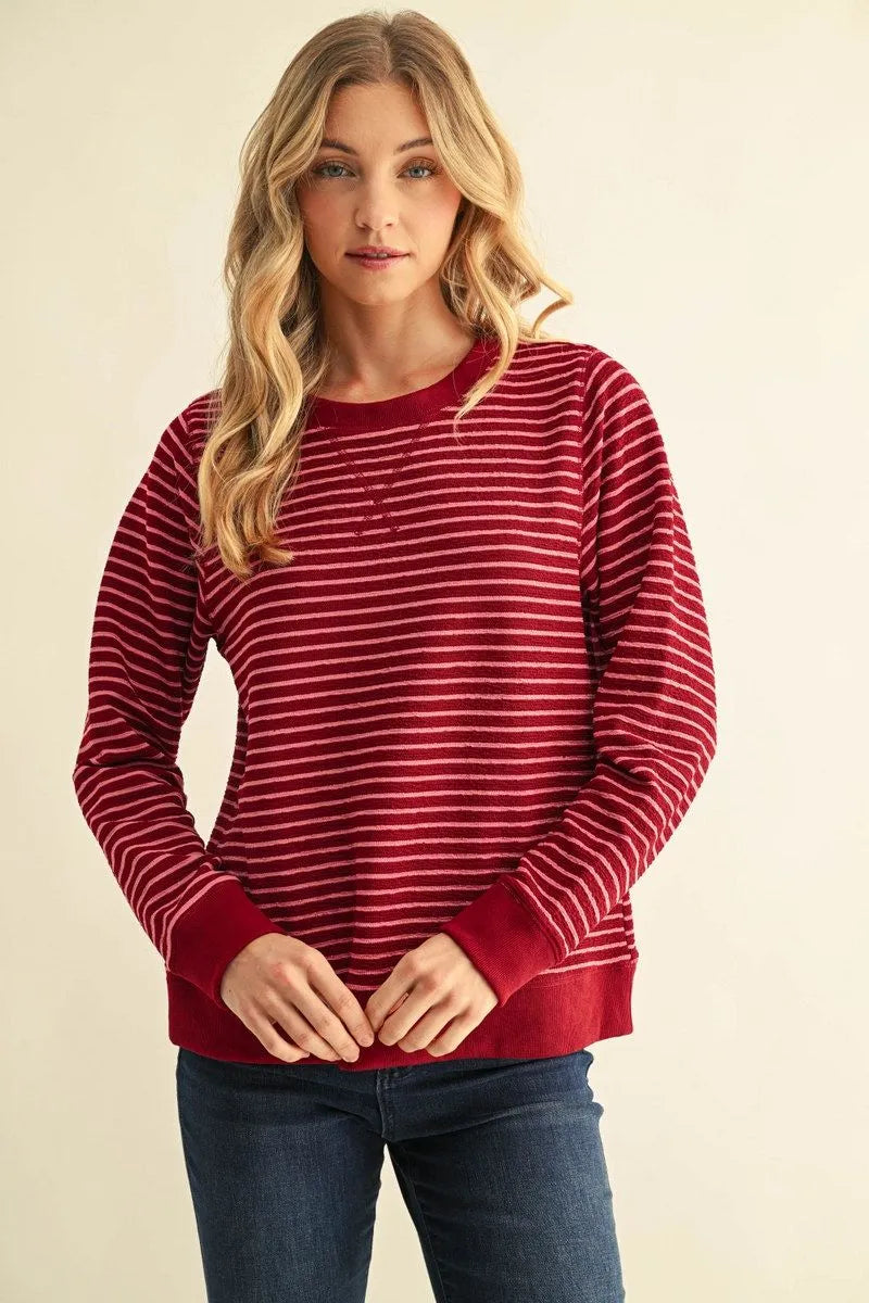 G16178 Textured Stripe Fabric Sweatshirt
