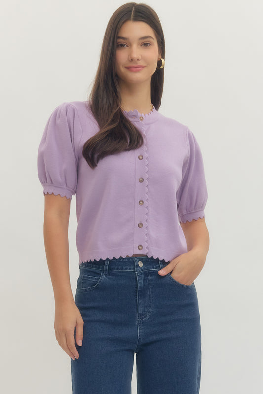 T29371 Solid Button Closure Top