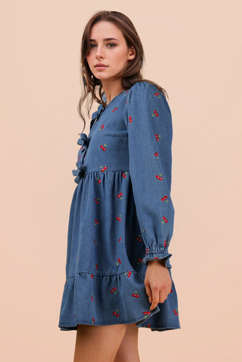 ND31898 Printed Denim Dress