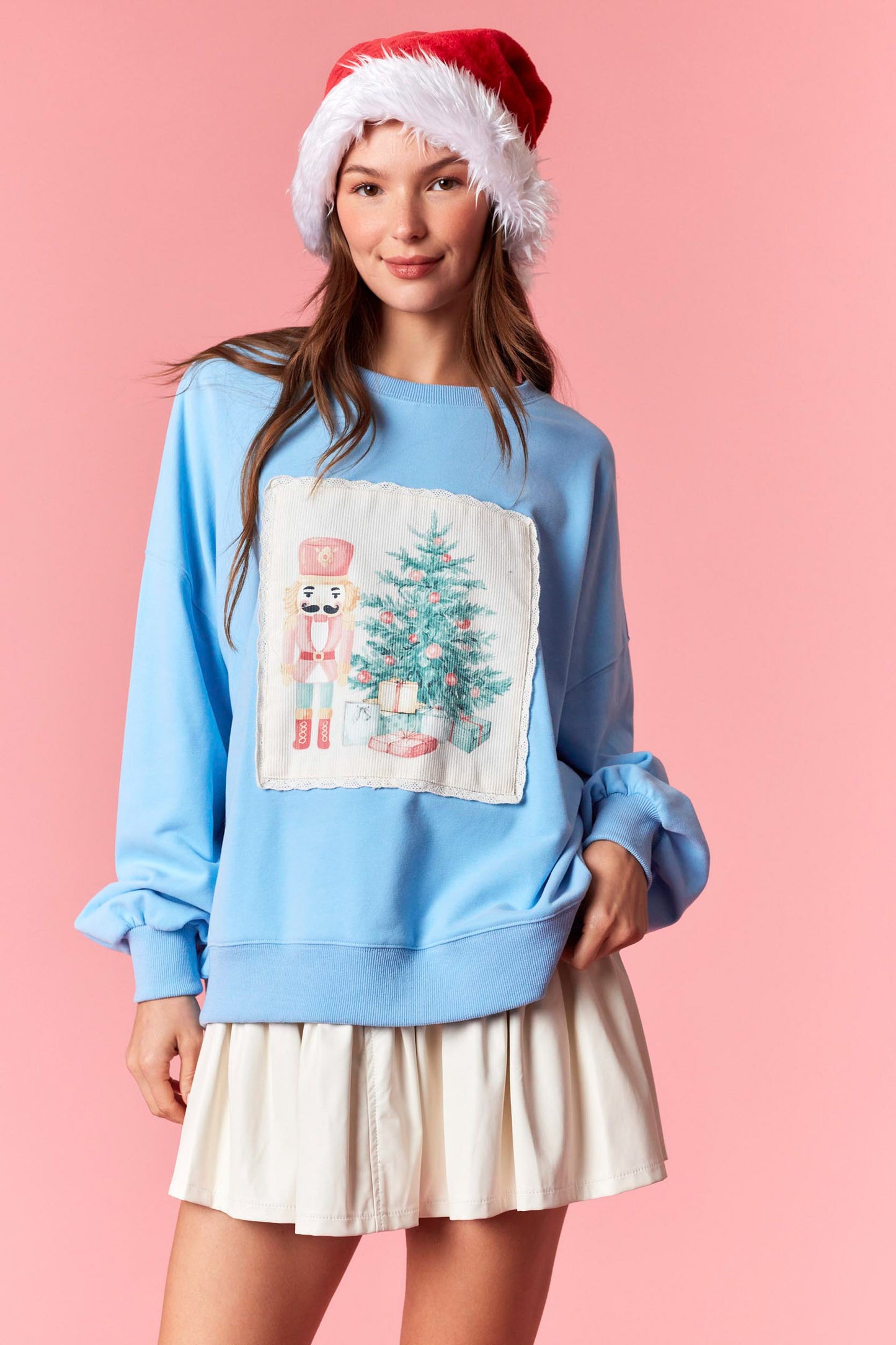 IKT300394-01 Christmas Printed Corduroy Sweatshirt
