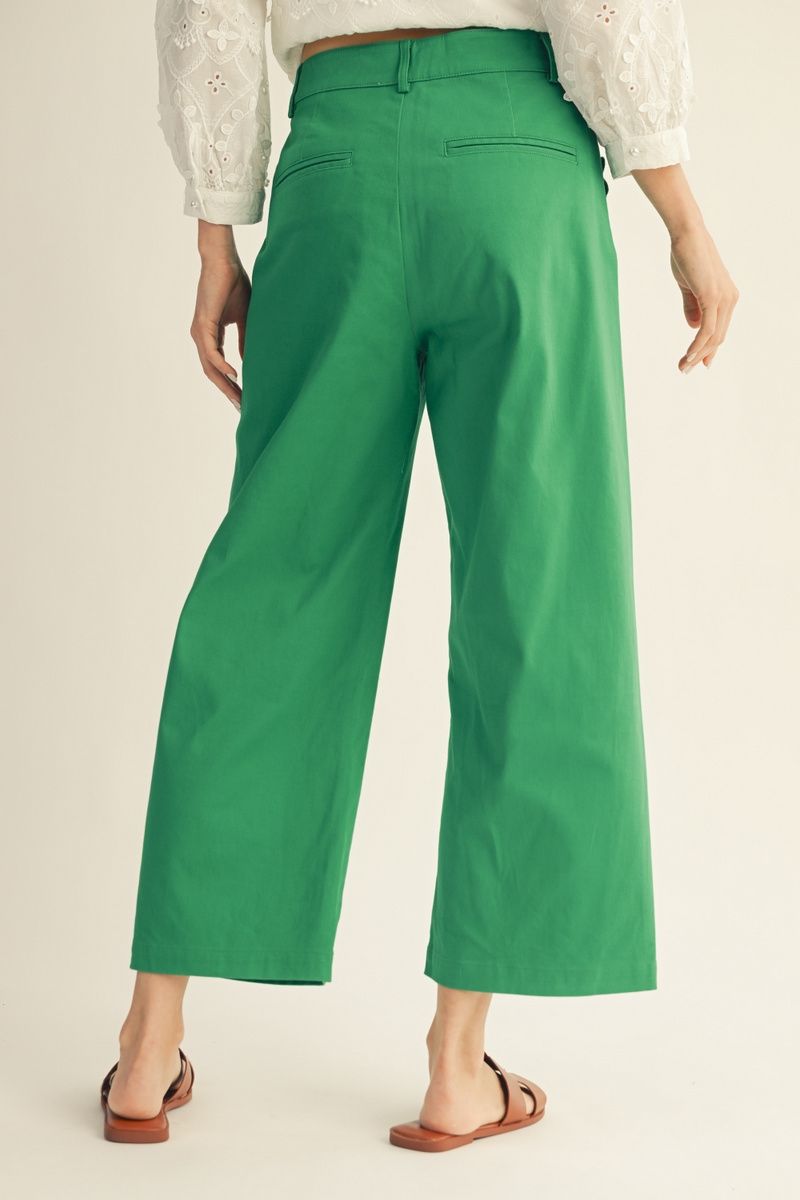 H50021 Scallop Pocket Detail Wide Leg Pants
