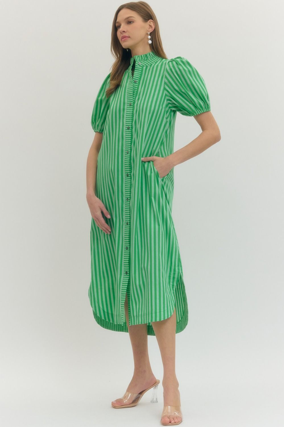 D27601 Stripe Print Midi Dress