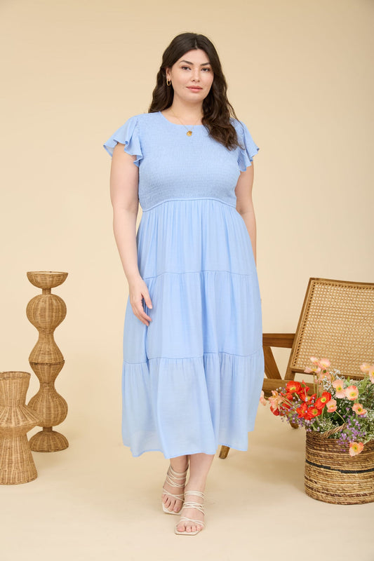 PCR2847 Curvy Tiered Midi Dress