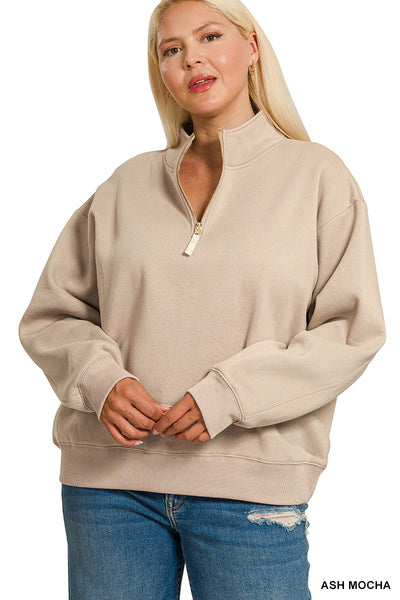 OT-4357X Curvy Fleece Half-Zip Sweatshirt