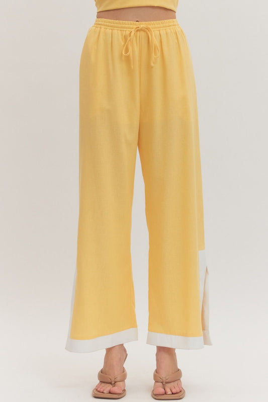 P31318 Solid Wide Leg Pants