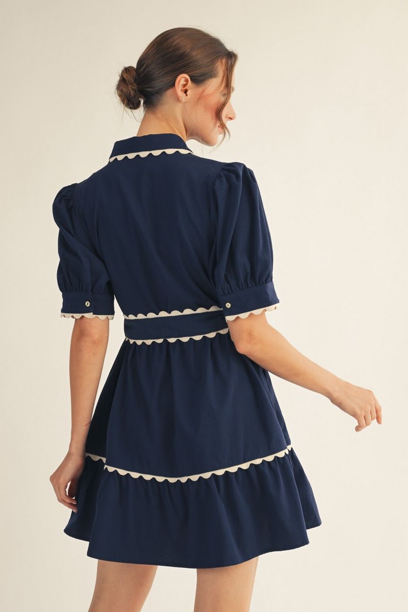 B12722 Scallop Trimmed Babydoll Dress